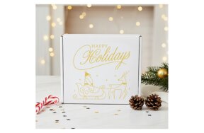 ΚΟΥΤΙ ΛΕΥΚΟ COURIER HAPPY HOLIDAYS 15x15x6cm ΣΕΤ/50